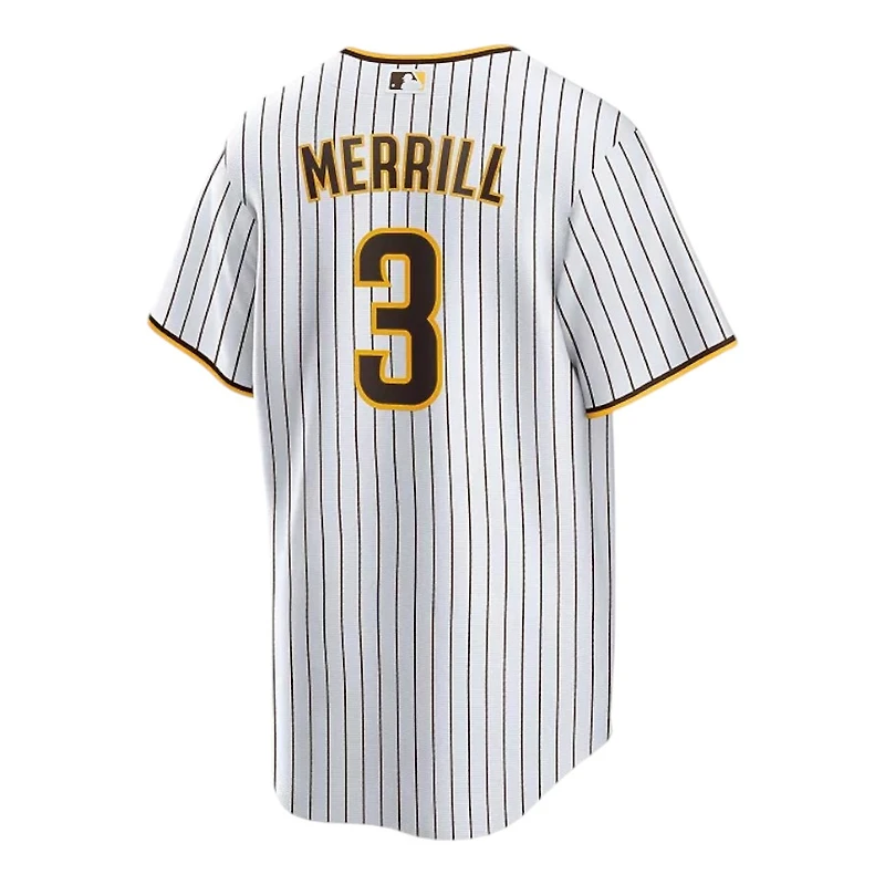 San Diego Padres Jackson Merrill White Pinstripe Home Nike Replica Player Jersey