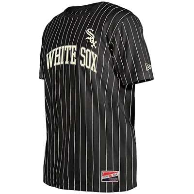 Chicago White Sox Black Throwback Pinstripe New Era T-Shirt