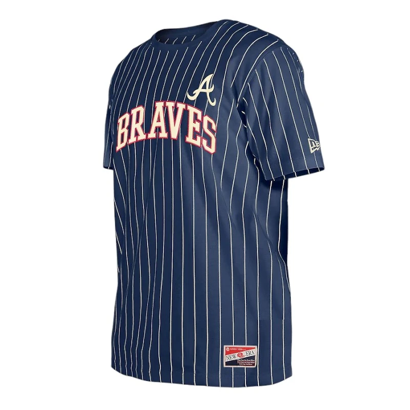 Atlanta Braves Navy Throwback Pinstripe New Era T-Shirt