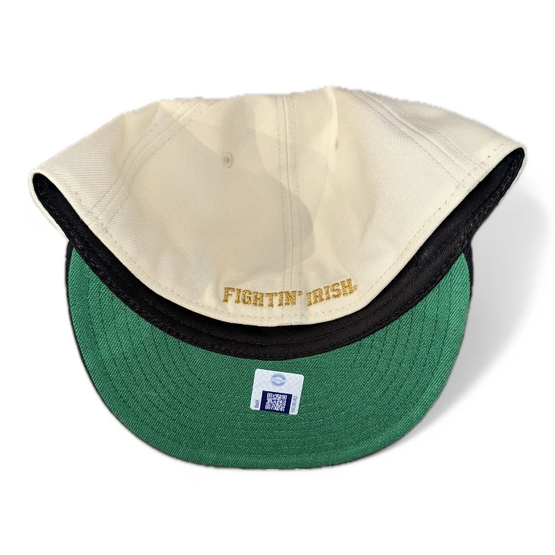 Notre Dame Fighting Irish Chrome and Navy Three Leaf Clover Patch Green UV New Era 59FIFTY Fitted Hat