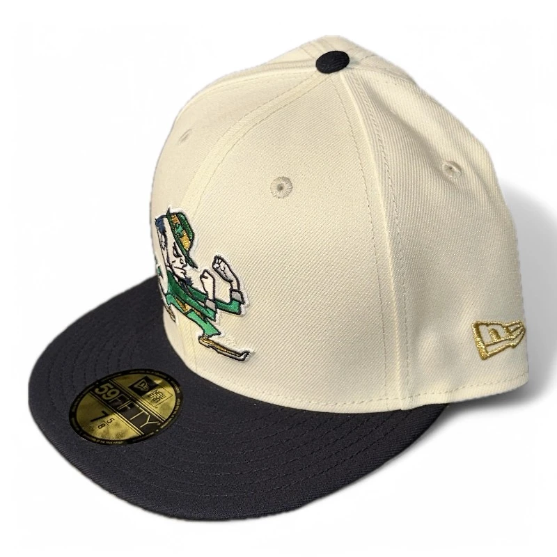 Notre Dame Fighting Irish Chrome and Navy Three Leaf Clover Patch Green UV New Era 59FIFTY Fitted Hat