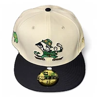 Notre Dame Fighting Irish Chrome and Navy Three Leaf Clover Patch Green UV New Era 59FIFTY Fitted Hat