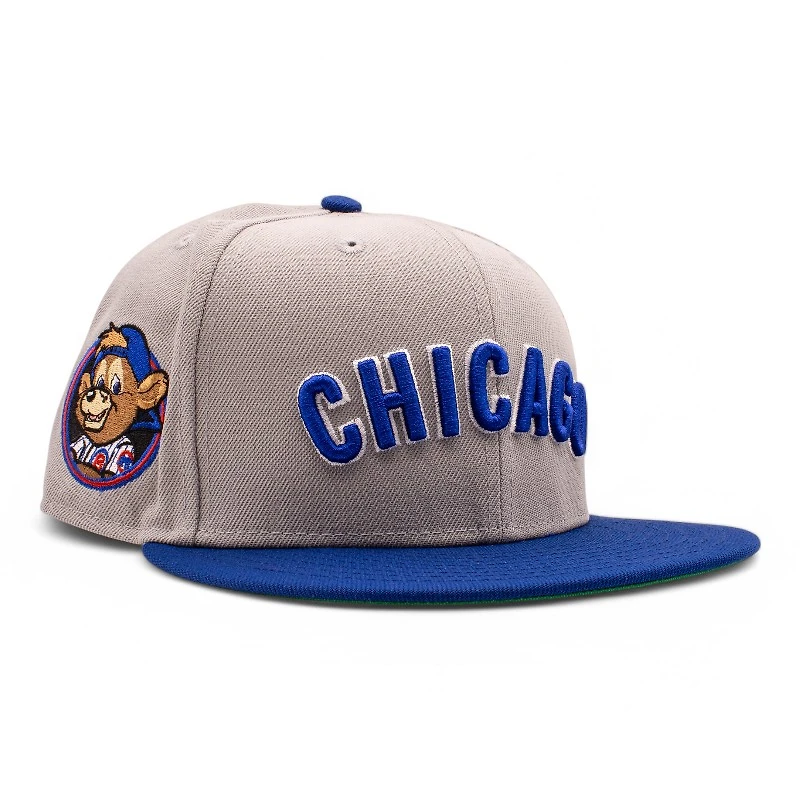 Chicago Cubs Grey and Blue Clark the Bear Patch Green UV New Era 59Fifty Fitted Hat