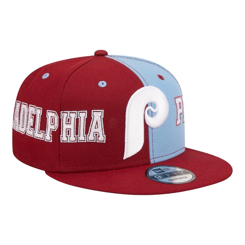 Philadelphia Phillies Team Split Burgundy and Light Blue New Era 9FIFTY Snapback Hat