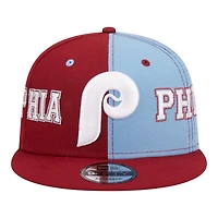 Philadelphia Phillies Team Split Burgundy and Light Blue New Era 9FIFTY Snapback Hat