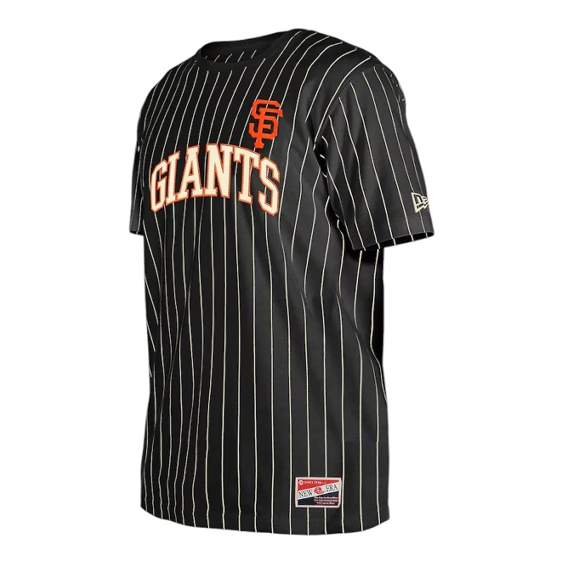 San Francisco Giants Black Throwback Pinstripe New Era T-Shirt