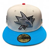 San Jose Sharks Chrome and Blue ASG Patch Light Pink UV New Era 59FIFTY Fitted Hat