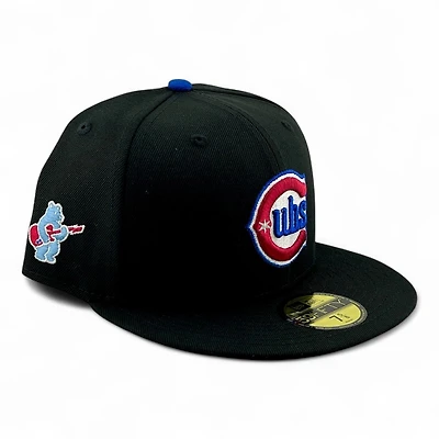Chicago Cubs Black Rockstar Bear Patch Grey UV New Era 59FIFTY Fitted Hat