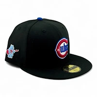 Chicago Cubs Black Rockstar Bear Patch Grey UV New Era 59FIFTY Fitted Hat