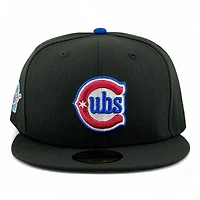 Chicago Cubs Black Rockstar Bear Patch Grey UV New Era 59FIFTY Fitted Hat