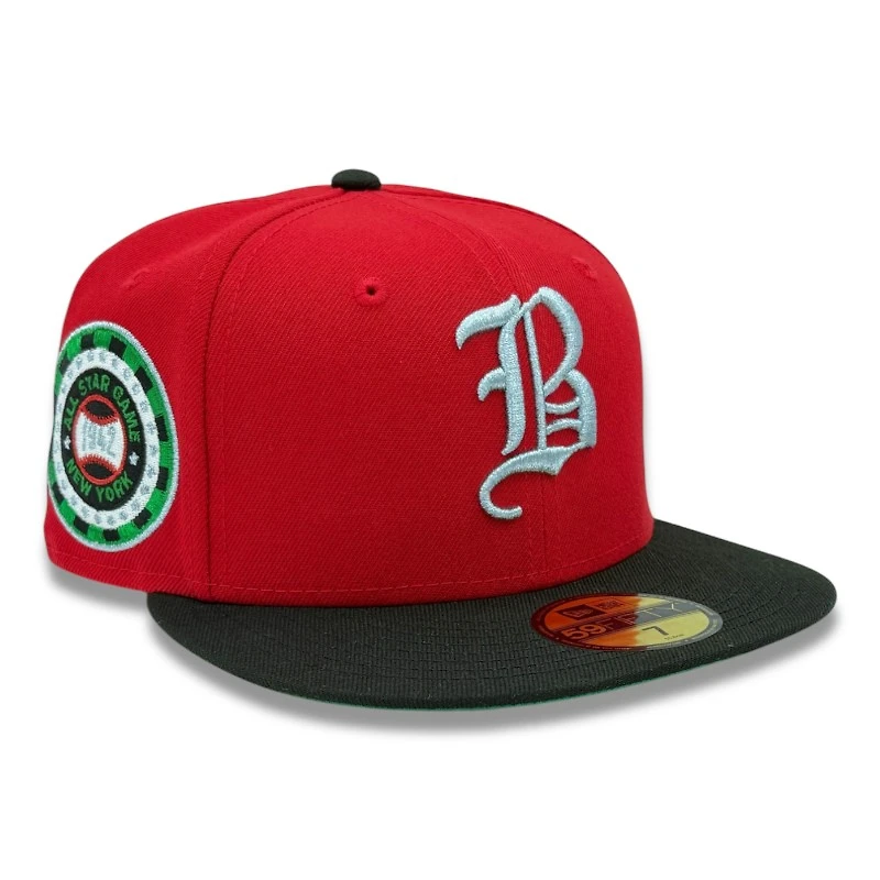 Boston Braves Scarlet and Black 1942 ASG Patch Green UV New Era 59FIFTY Fitted Hat
