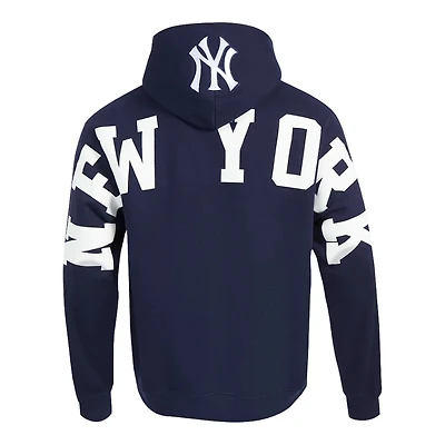 New York Yankees Navy Pro Standard Wingspan Drop Shoulder Fleece Pullover Hoodie