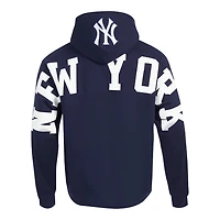 New York Yankees Navy Pro Standard Wingspan Drop Shoulder Fleece Pullover Hoodie