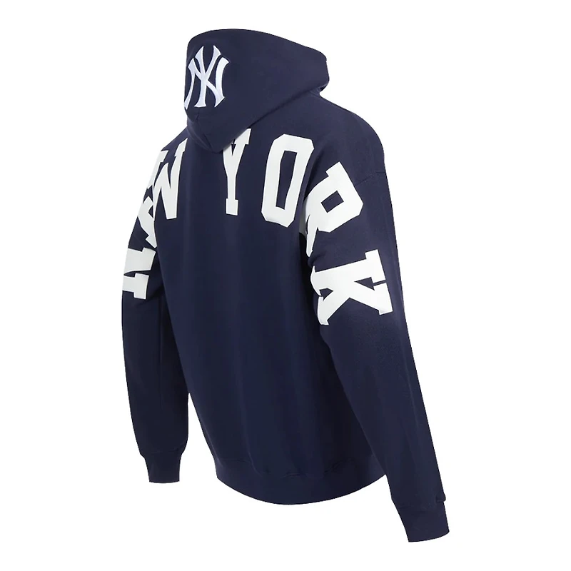 New York Yankees Navy Pro Standard Wingspan Drop Shoulder Fleece Pullover Hoodie