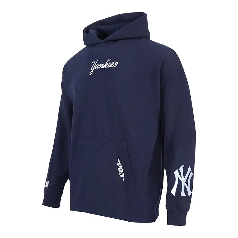 New York Yankees Navy Pro Standard Wingspan Drop Shoulder Fleece Pullover Hoodie