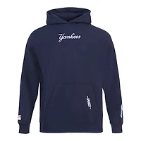 New York Yankees Navy Pro Standard Wingspan Drop Shoulder Fleece Pullover Hoodie