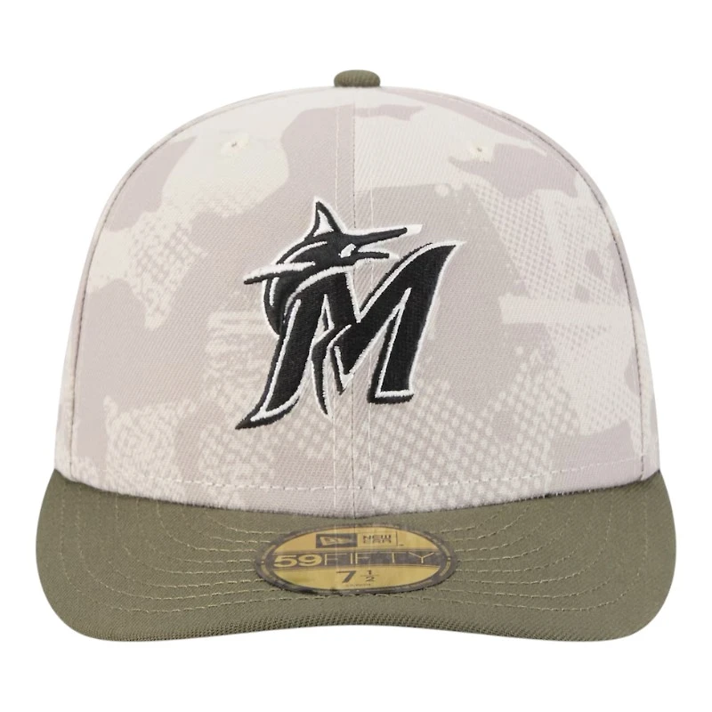 Miami Marlins Light Beige and Olive 2025 Armed Forces Day New Era 59FIFTY Fitted Hat