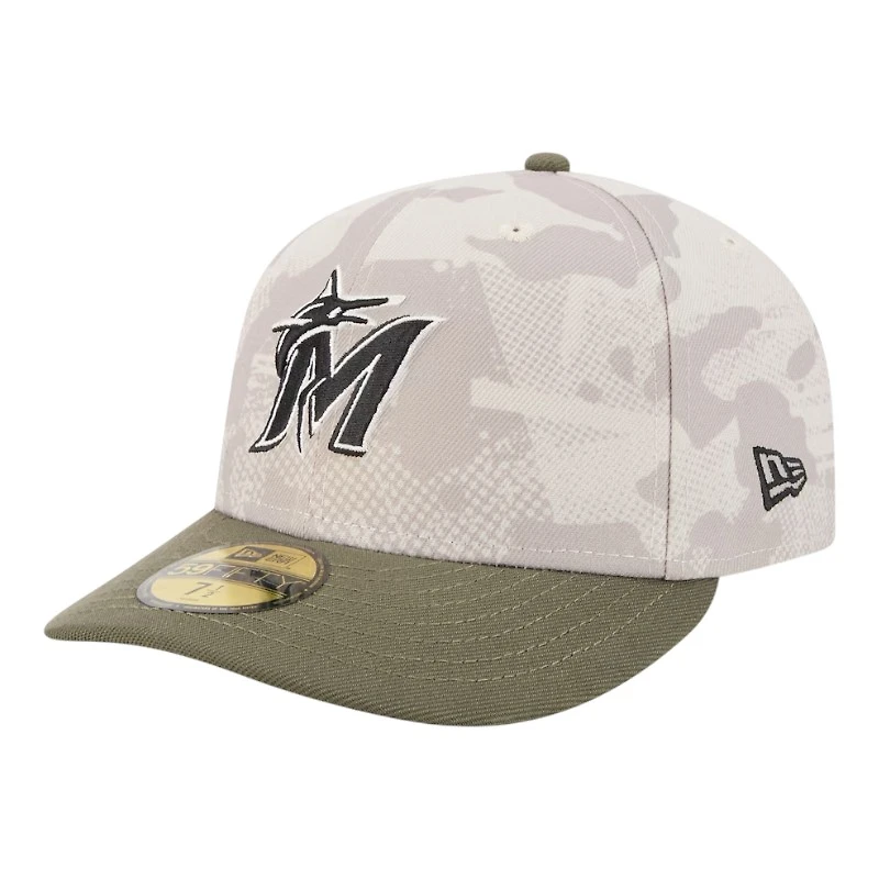 Miami Marlins Light Beige and Olive 2025 Armed Forces Day New Era 59FIFTY Fitted Hat