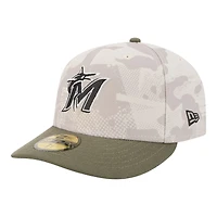 Miami Marlins Light Beige and Olive 2025 Armed Forces Day New Era 59FIFTY Fitted Hat