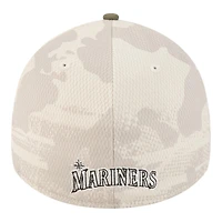 Seattle Mariners Light Beige and Olive 2025 Armed Forces Day New Era 39THIRTY Flex Hat