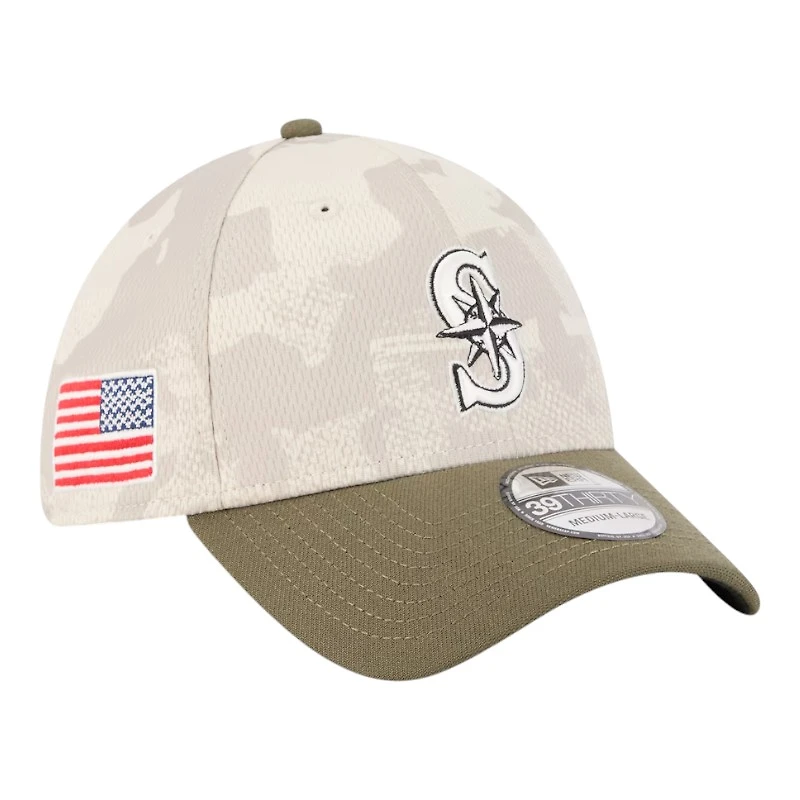 Seattle Mariners Light Beige and Olive 2025 Armed Forces Day New Era 39THIRTY Flex Hat