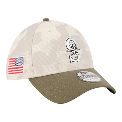 Seattle Mariners Light Beige and Olive 2025 Armed Forces Day New Era 39THIRTY Flex Hat