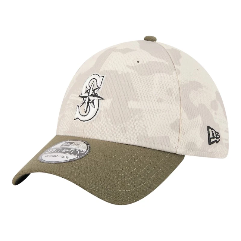 Seattle Mariners Light Beige and Olive 2025 Armed Forces Day New Era 39THIRTY Flex Hat