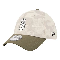Seattle Mariners Light Beige and Olive 2025 Armed Forces Day New Era 39THIRTY Flex Hat
