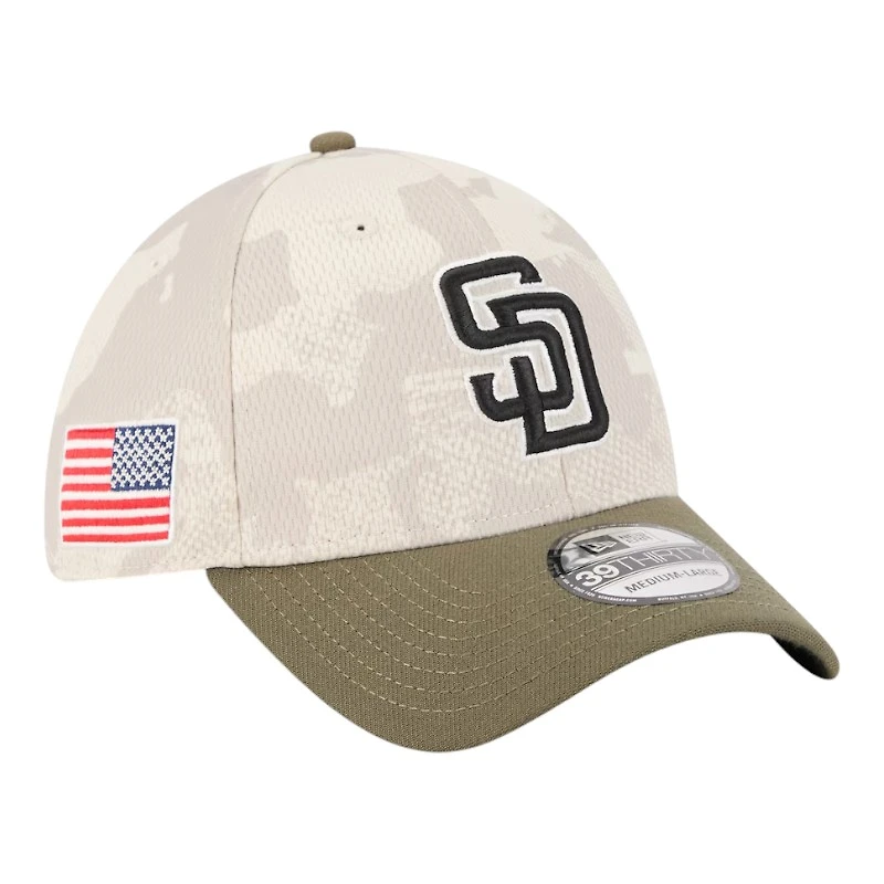 San Diego Padres Light Beige and Olive 2025 Armed Forces Day New Era 39THIRTY Flex Hat
