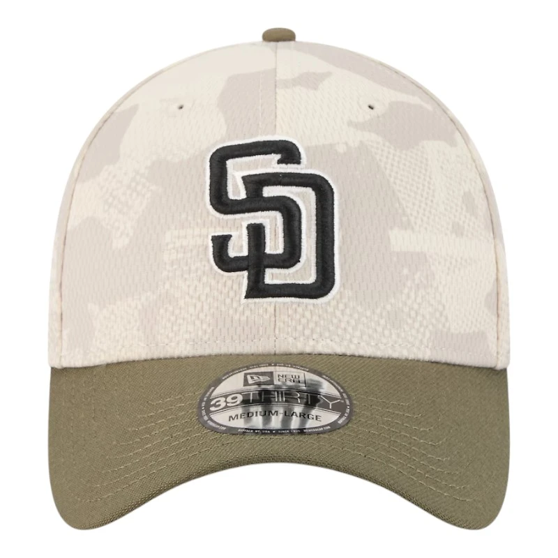 San Diego Padres Light Beige and Olive 2025 Armed Forces Day New Era 39THIRTY Flex Hat