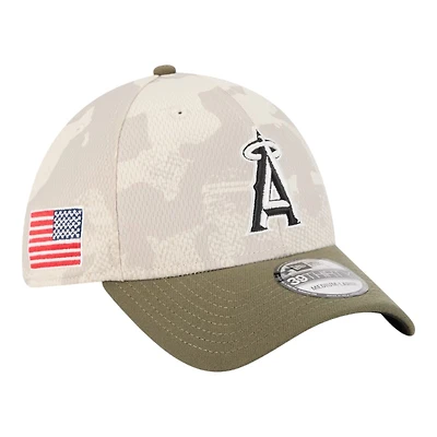 Los Angeles Angels Light Beige and Olive 2025 Armed Forces Day New Era 39THIRTY Flex Hat