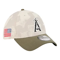 Los Angeles Angels Light Beige and Olive 2025 Armed Forces Day New Era 39THIRTY Flex Hat
