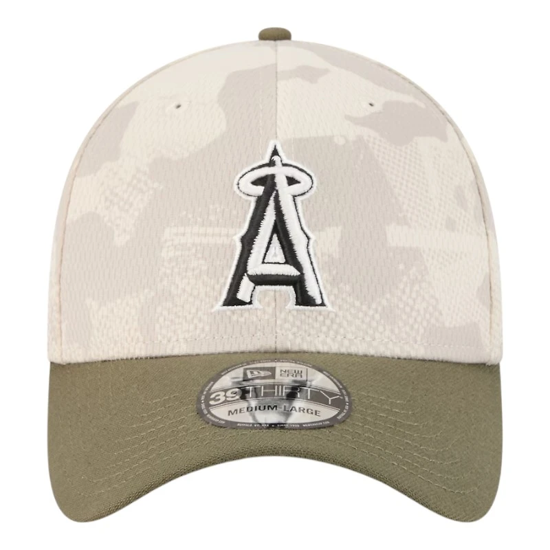 Los Angeles Angels Light Beige and Olive 2025 Armed Forces Day New Era 39THIRTY Flex Hat