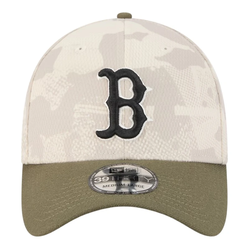 Boston Red Sox Light Beige and Olive 2025 Armed Forces Day New Era 39THIRTY Flex Hat