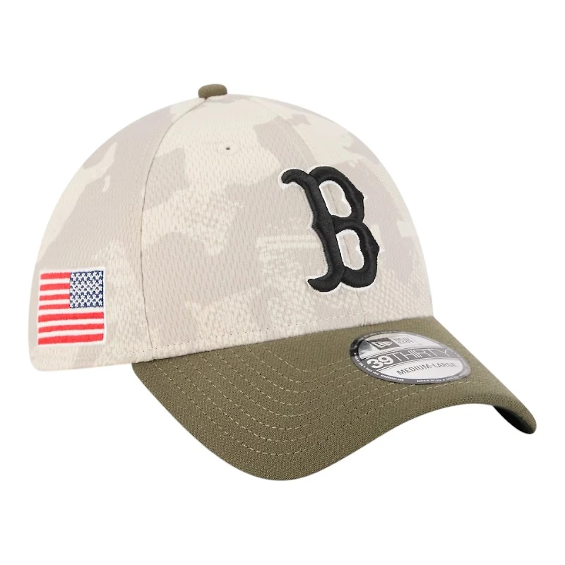 Boston Red Sox Light Beige and Olive 2025 Armed Forces Day New Era 39THIRTY Flex Hat
