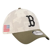 Boston Red Sox Light Beige and Olive 2025 Armed Forces Day New Era 39THIRTY Flex Hat