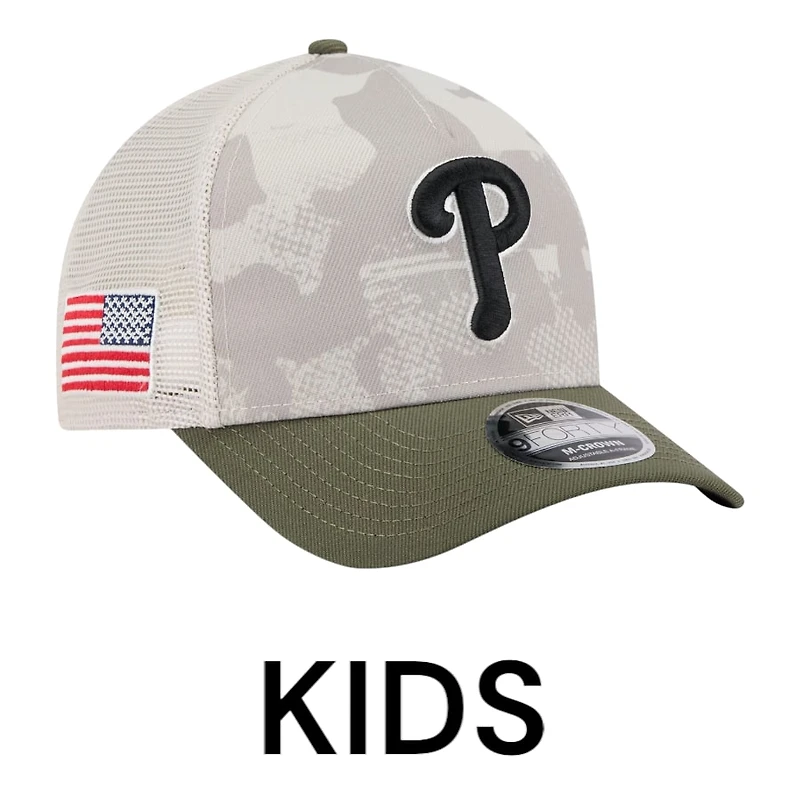 Kids Philadelphia Phillies 2025 Armed Forces Day New Era 9FORTY M-Crown A-Frame Adjustable Hat