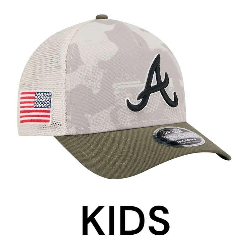 Kids Atlanta Braves 2025 Armed Forces Day New Era 9FORTY M-Crown A-Frame Adjustable Hat
