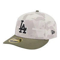 Los Angeles Dodgers Light Beige and Olive 2025 Armed Forces Day New Era Low Profile 59FIFTY Fitted Hat