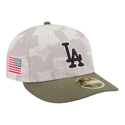 Los Angeles Dodgers Light Beige and Olive 2025 Armed Forces Day New Era Low Profile 59FIFTY Fitted Hat