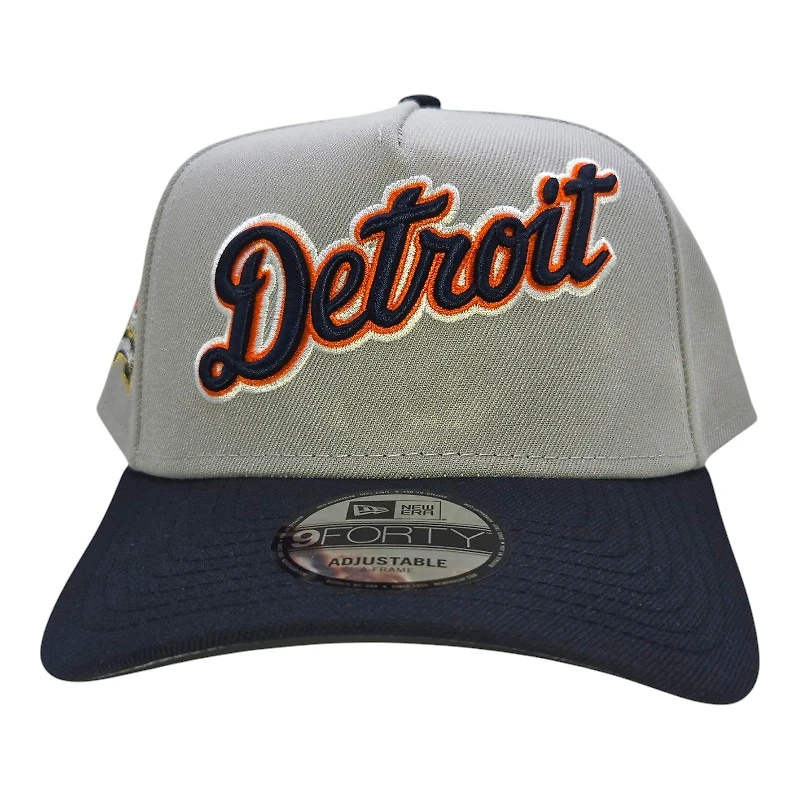 Detroit Tigers Gray and Navy 1968 WS Patch New Era A-Frame 9FORTY Snapback Hat