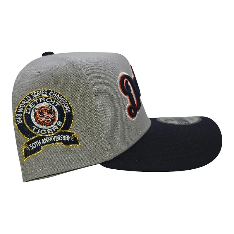 Detroit Tigers Gray and Navy 1968 WS Patch New Era A-Frame 9FORTY Snapback Hat