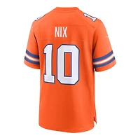 Denver Broncos Bo Nix Orange Mile High Collection 1977 Throwback Player Nike Game Jersey