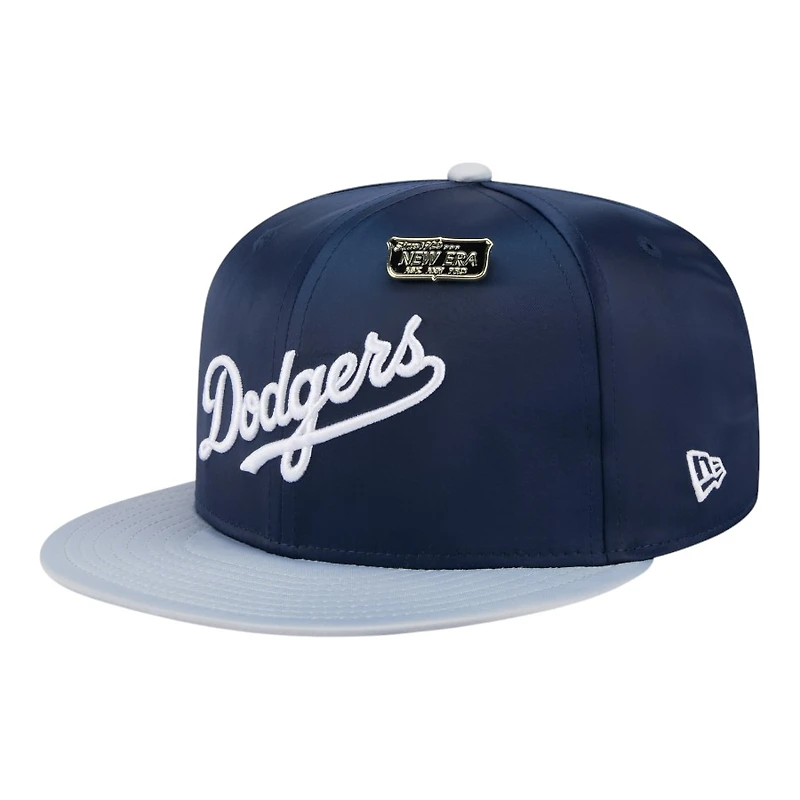 Los Angeles Dodgers Satin Navy Two Tone With New Era Pin 59FIFTY Fitted Hat