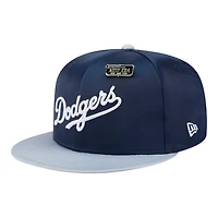 Los Angeles Dodgers Satin Navy Two Tone With New Era Pin 59FIFTY Fitted Hat