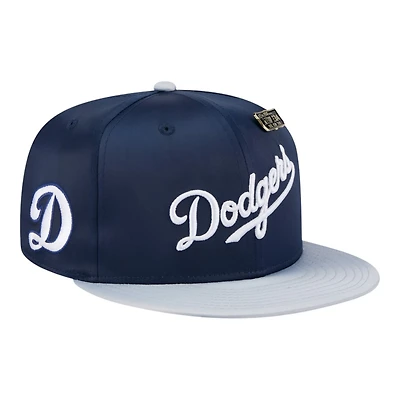 Los Angeles Dodgers Satin Navy Two Tone With New Era Pin 59FIFTY Fitted Hat