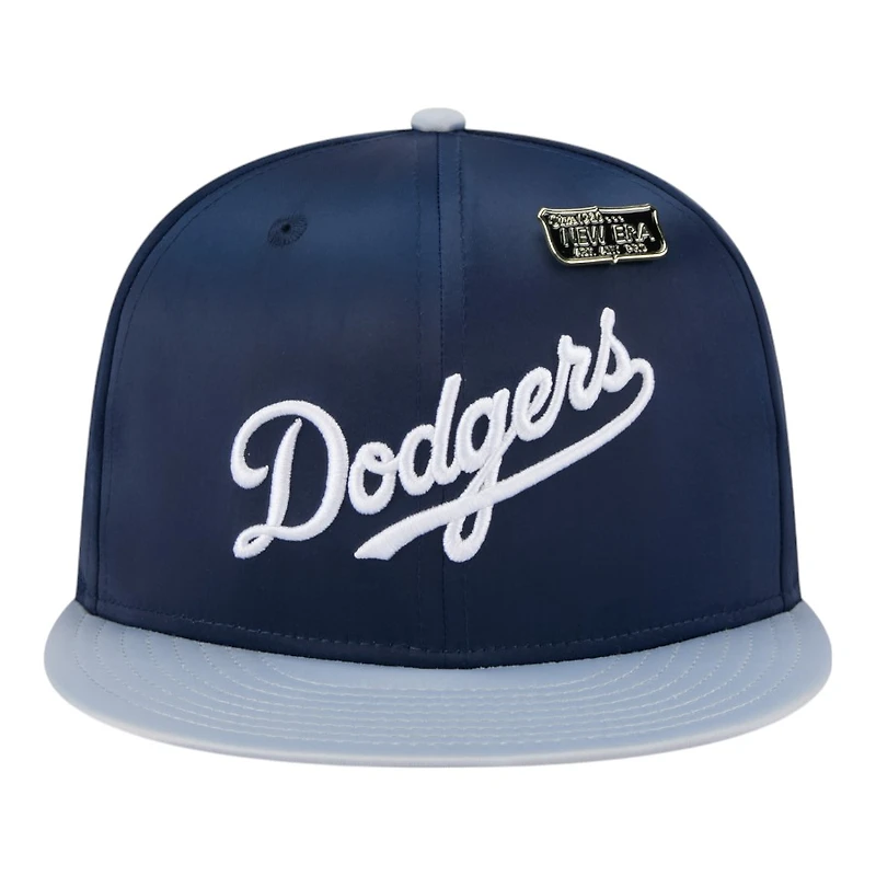 Los Angeles Dodgers Satin Navy Two Tone With New Era Pin 59FIFTY Fitted Hat