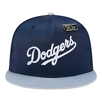 Los Angeles Dodgers Satin Navy Two Tone With New Era Pin 59FIFTY Fitted Hat