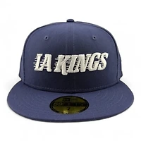 Los Angeles Kings White on Navy with Gray UV NHL New Era 59FIFTY Fitted Hat