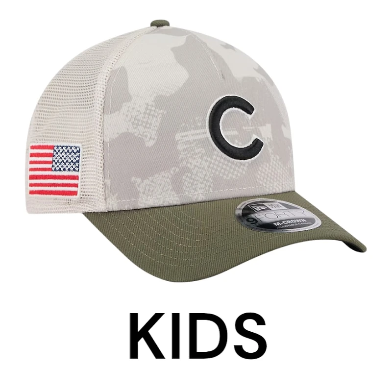 Kids Chicago Cubs 2025 Armed Forces Day New Era 9FORTY M-Crown A-Frame Adjustable Hat